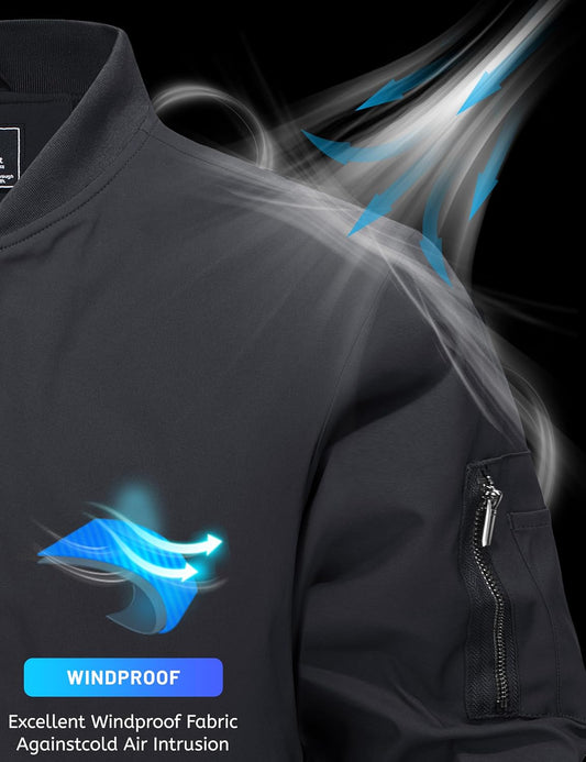 TACVASEN Men's Bomber Jackets Thermal Quilted Jacket Water Resistant Warm Winter Coats