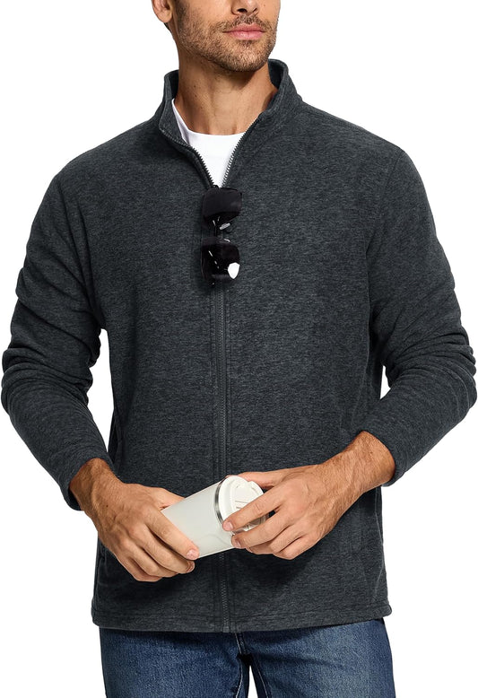 TACVASEN Men's Fleece Jackets Full Zip Lightweight Jacket Casual Soft Warm Coats with Pockets