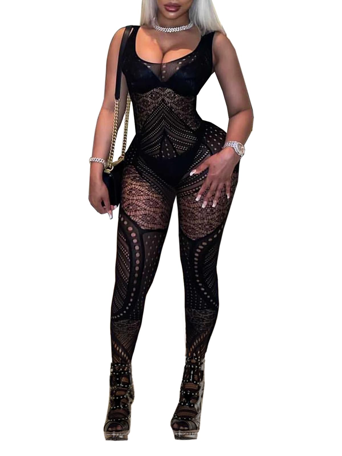 Buitifo Femmes Bas de Lingerie Bodystocking Fishnet Bodys Sexy Nuisettes