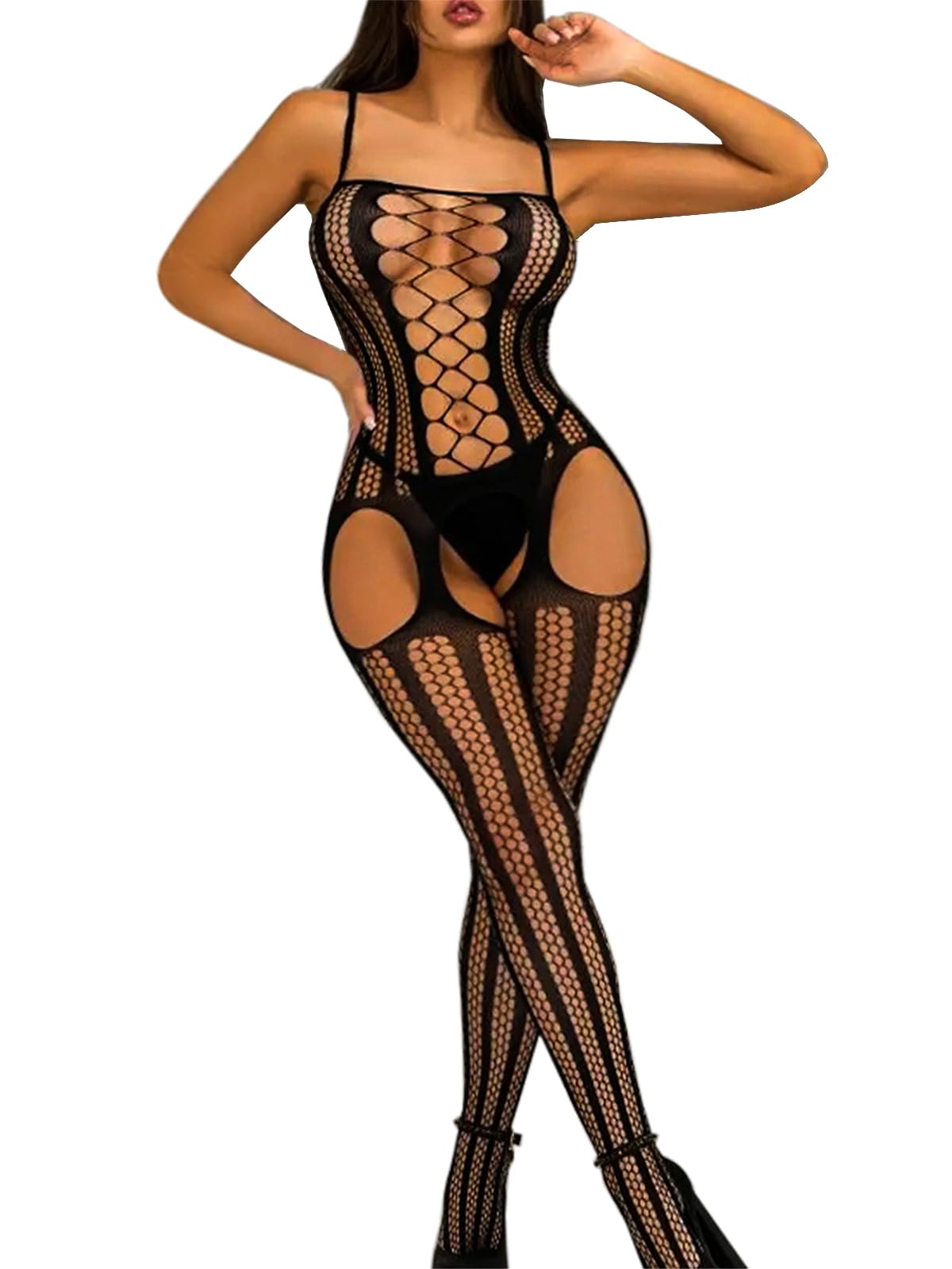 Buitifo Femmes Bas de Lingerie Bodystocking Fishnet Bodys Sexy Nuisettes