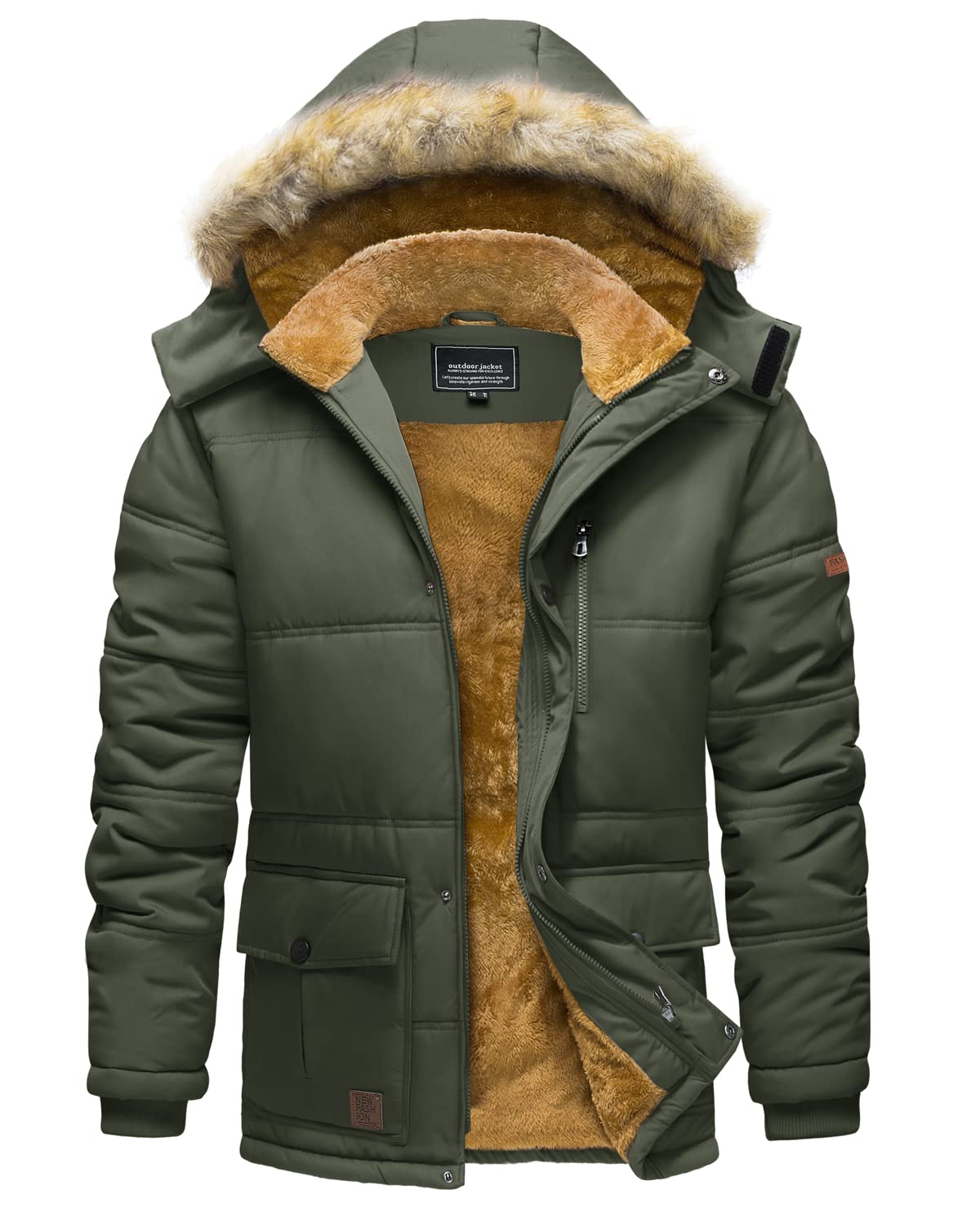 TACVASEN Men's Winter Jacket with Hood Water Repellent Windproof Thicken Parka Winter Coat