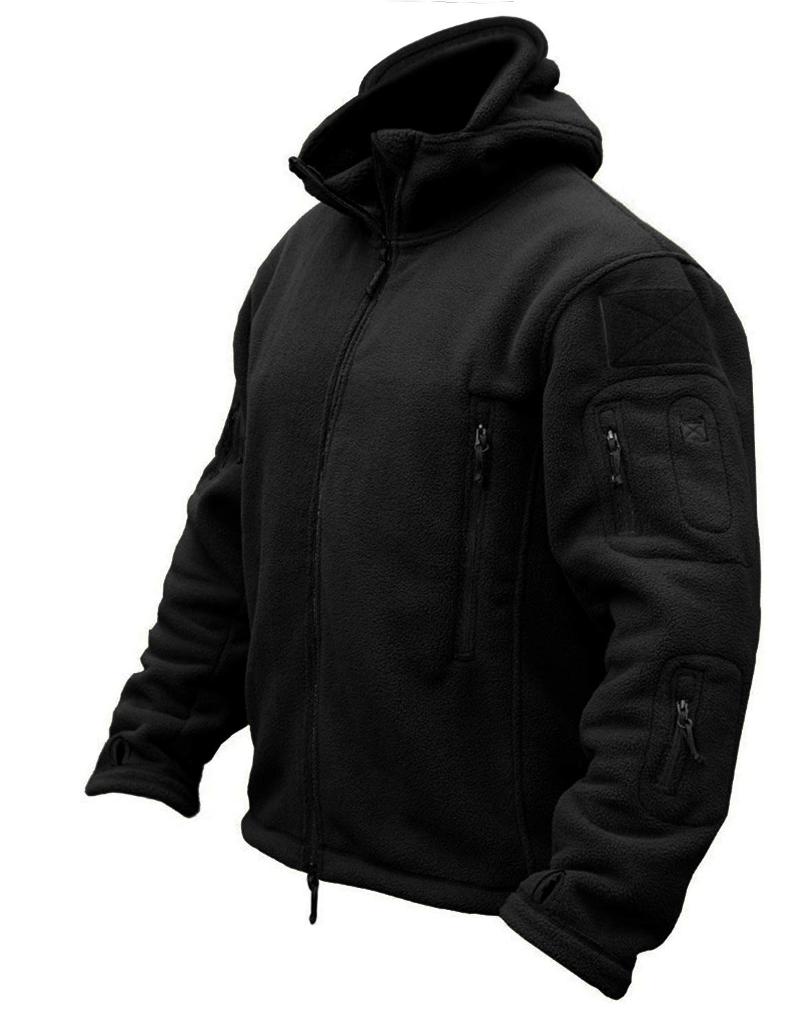 CRYSULLY Men's Military Tactical Sport Warm Fleece Hooded Outdoor Adventure Jacket Coats