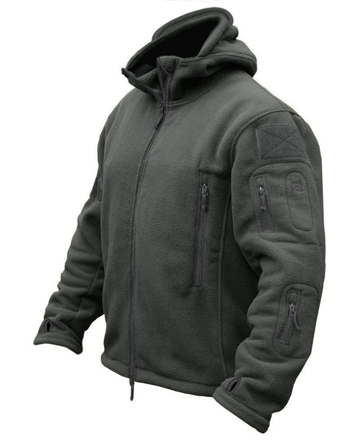 CRYSULLY Men's Military Tactical Sport Warm Fleece Hooded Outdoor Adventure Jacket Coats