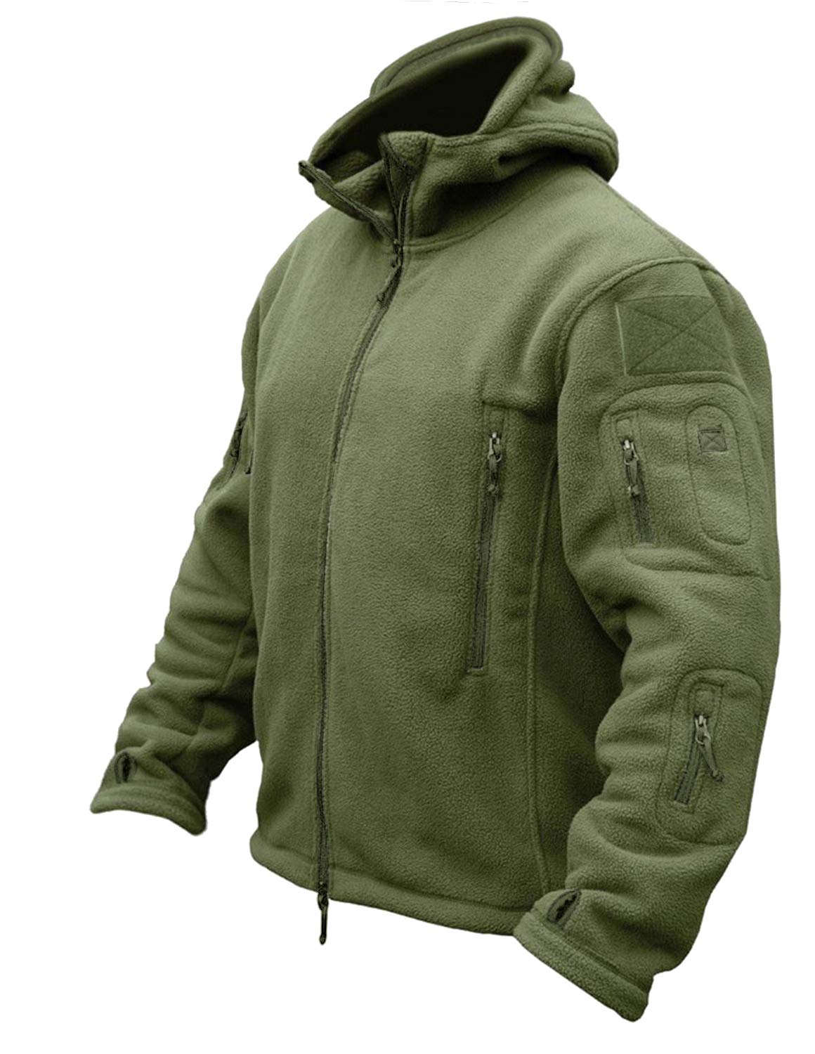 CRYSULLY Men's Military Tactical Sport Warm Fleece Hooded Outdoor Adventure Jacket Coats