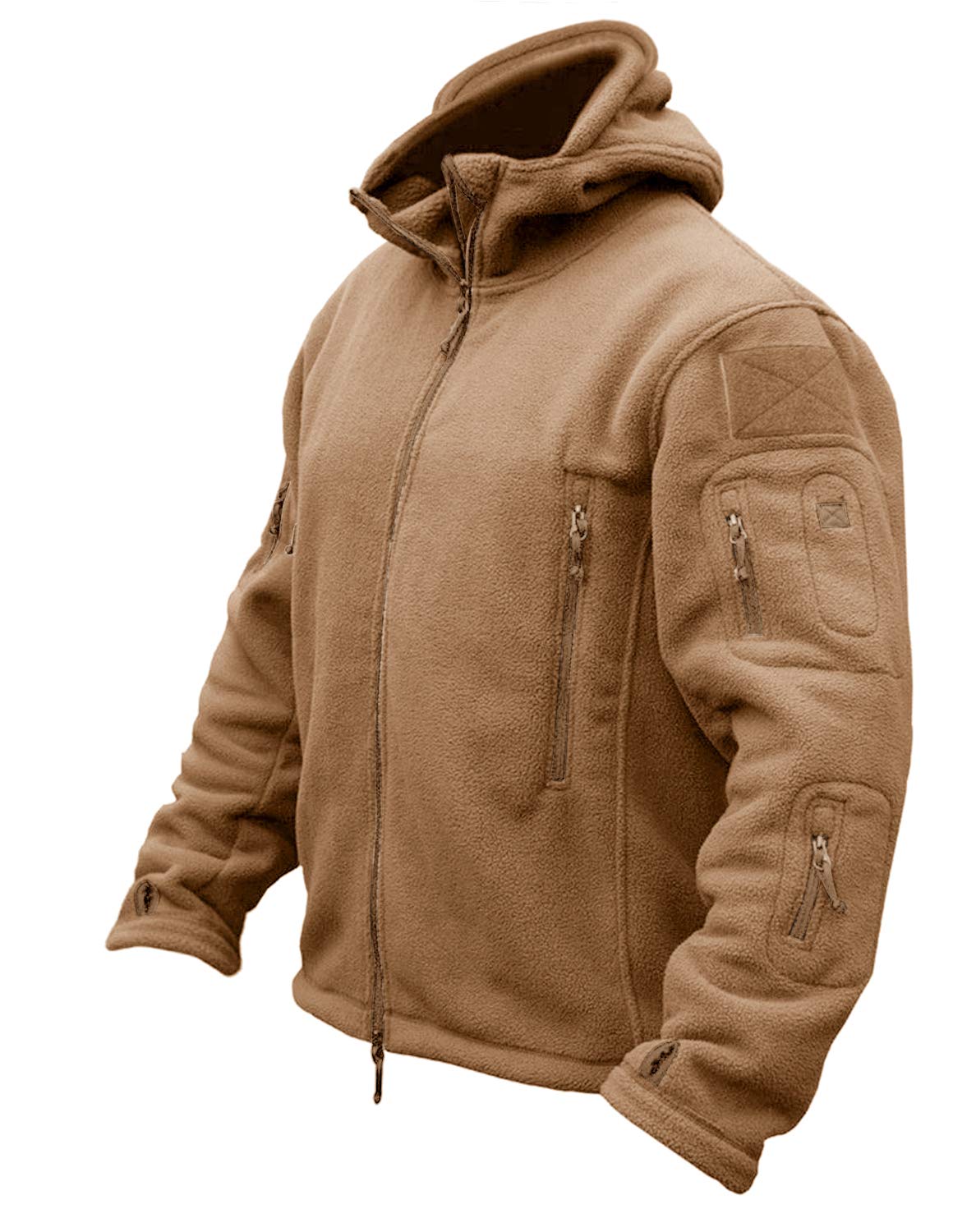 CRYSULLY Men's Military Tactical Sport Warm Fleece Hooded Outdoor Adventure Jacket Coats