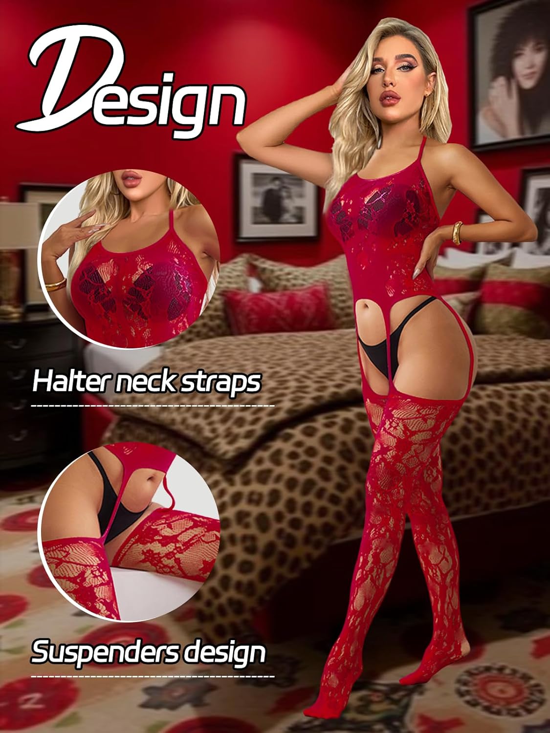 Buitifo Femmes Bas de Lingerie Bodystocking Fishnet Bodys Sexy Nuisettes