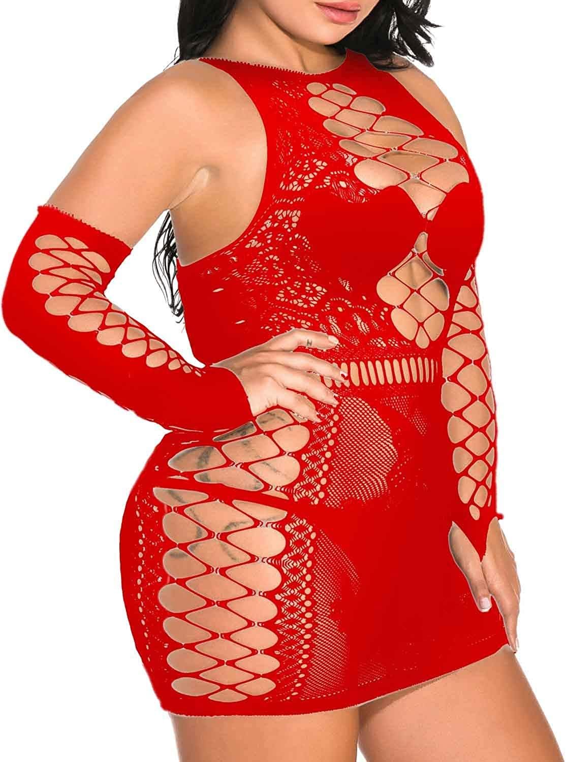 2 Pack Robes en Résille Robes Lingerie Résille Vêtements de Nuit Résille Creux pour Faveur des Femmes