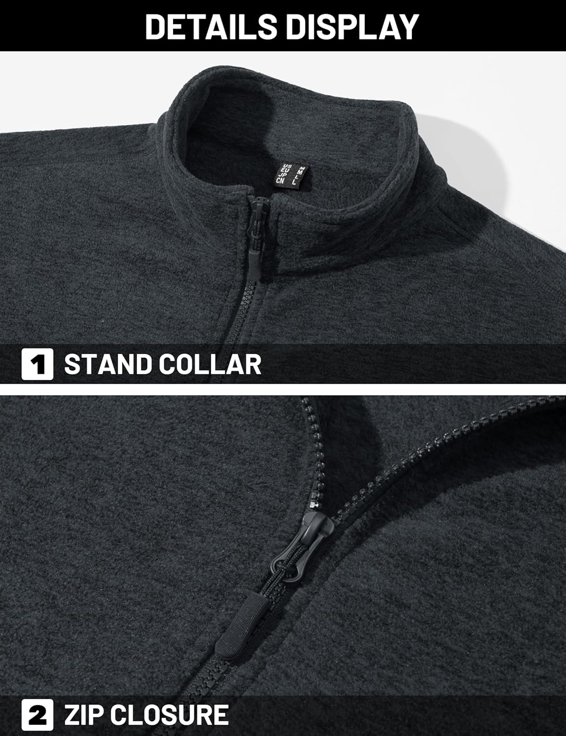 TACVASEN Men's Fleece Jackets Full Zip Lightweight Jacket Casual Soft Warm Coats with Pockets