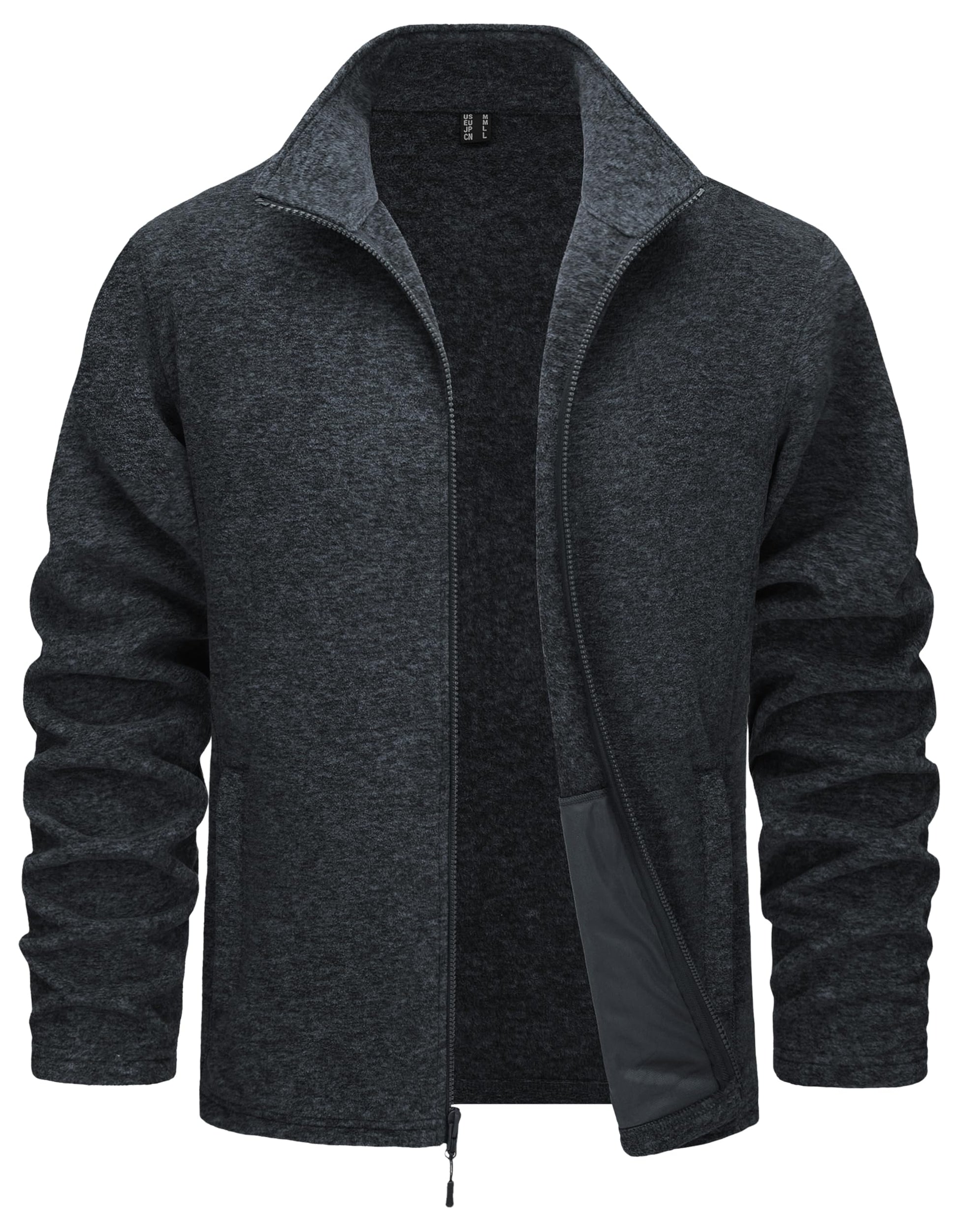 TACVASEN Men's Fleece Jackets Full Zip Lightweight Jacket Casual Soft Warm Coats with Pockets