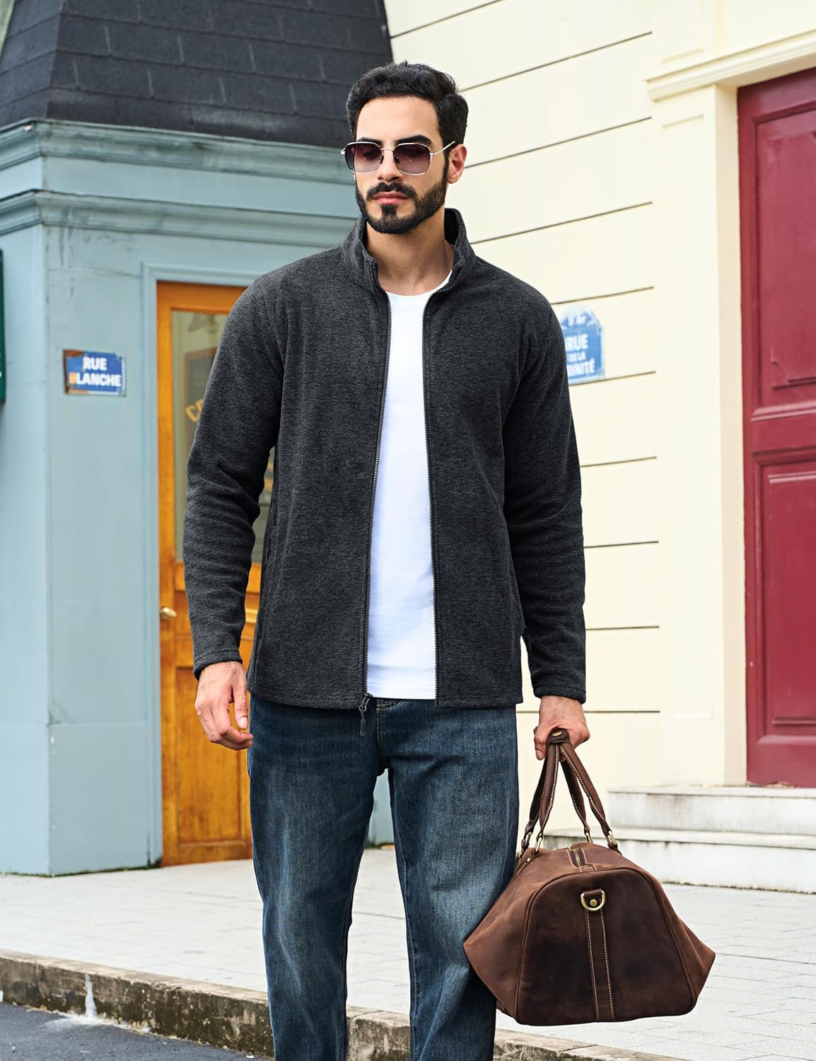 TACVASEN Men's Fleece Jackets Full Zip Lightweight Jacket Casual Soft Warm Coats with Pockets