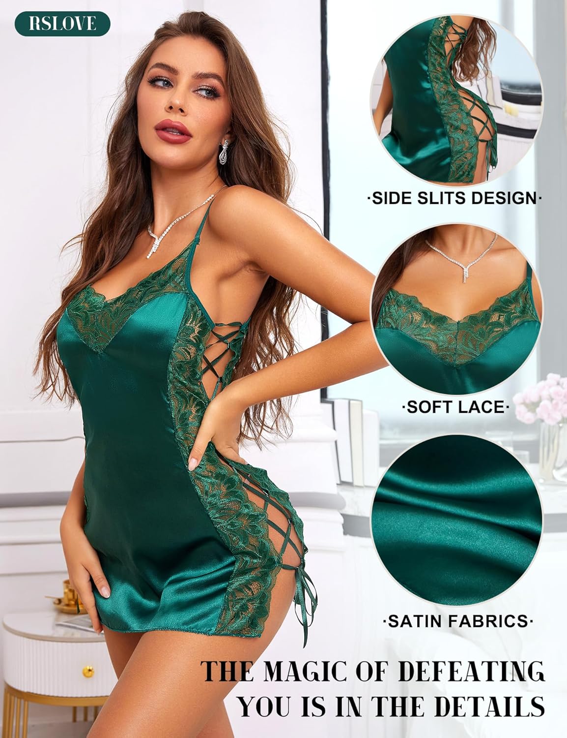 RSLOVE Lingerie Sexy Nuisette Femme Tenue Sexy Lingerie et Vêtements Lingerie Satin Hot