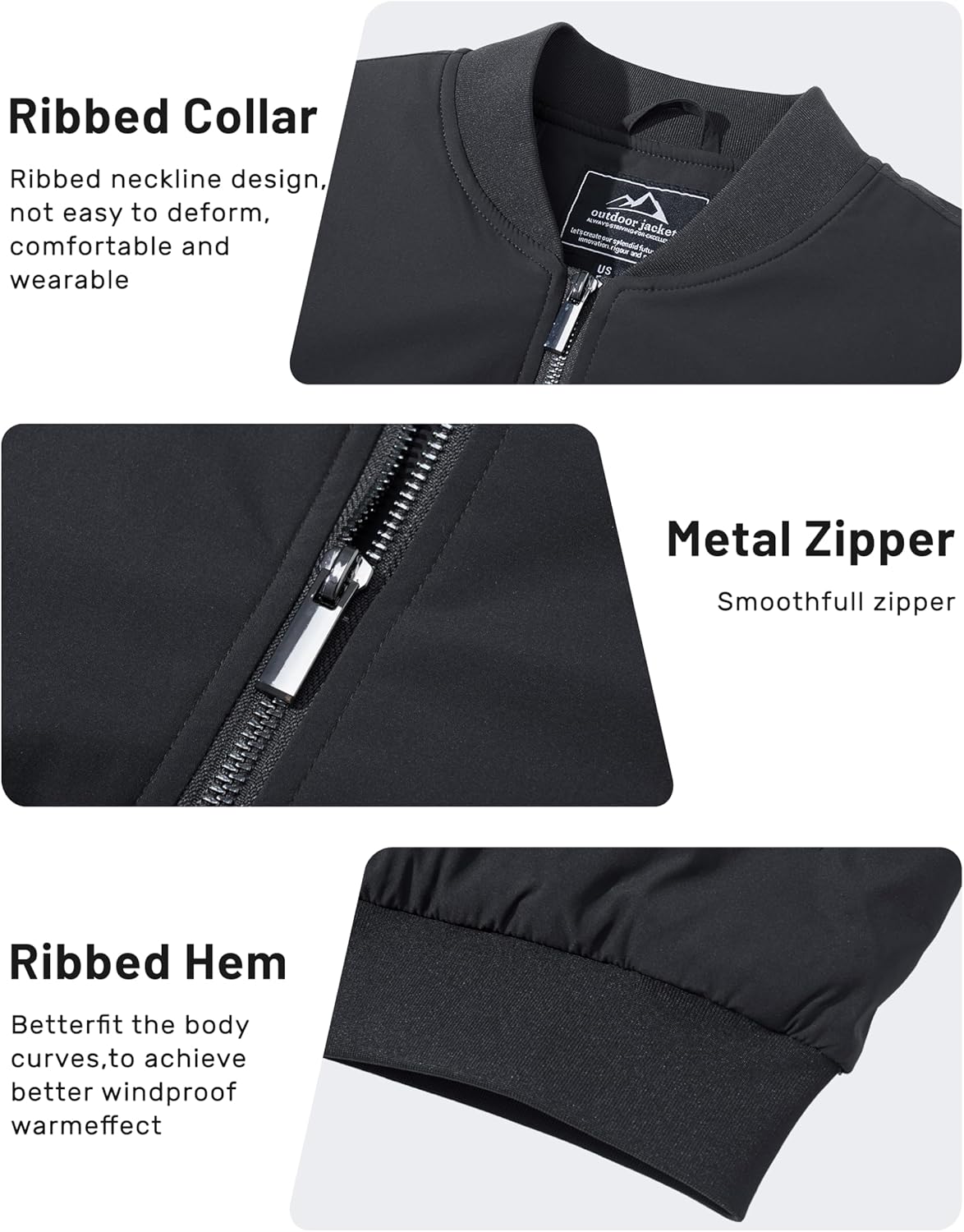 TACVASEN Men's Bomber Jackets Thermal Quilted Jacket Water Resistant Warm Winter Coats