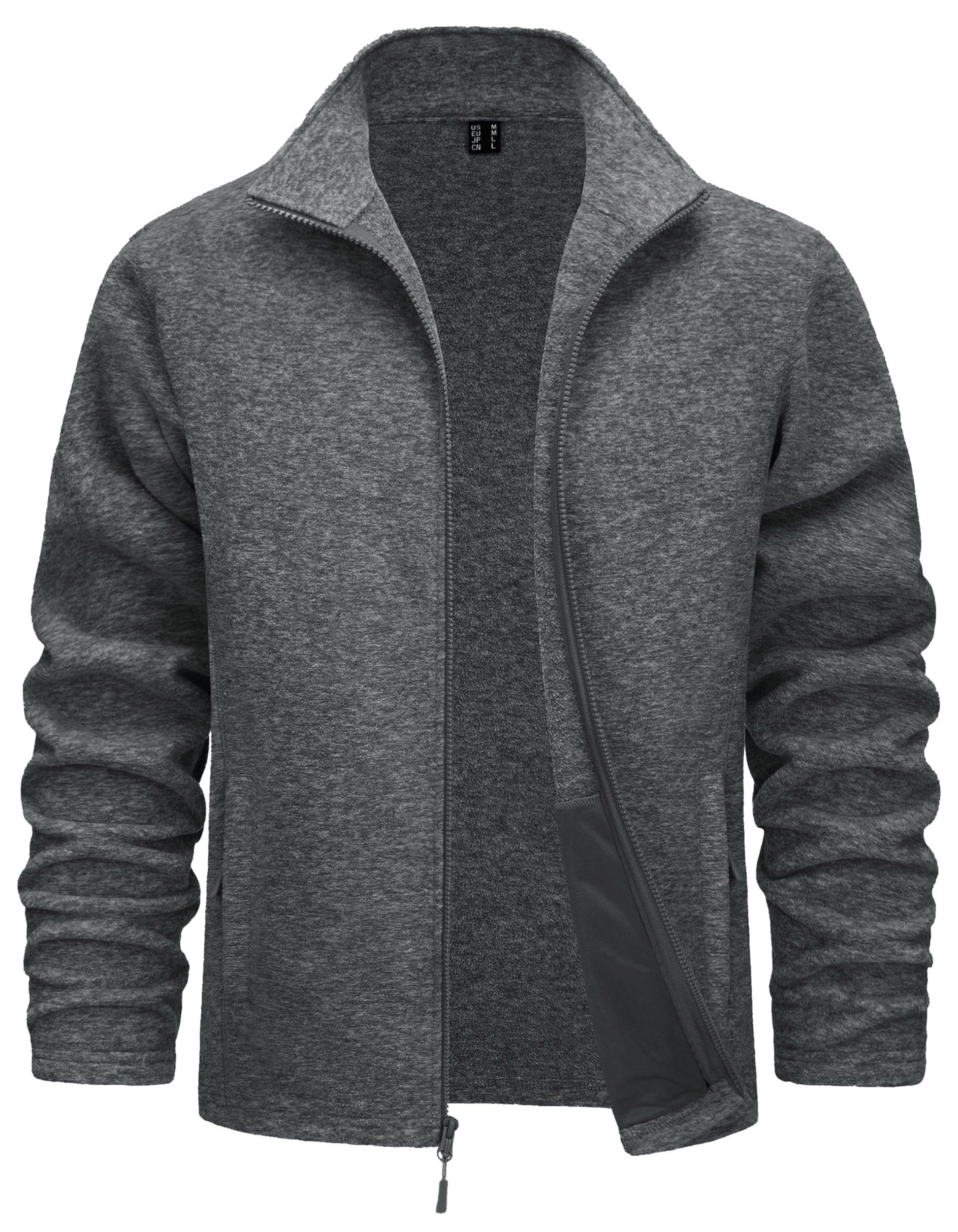 TACVASEN Men's Fleece Jackets Full Zip Lightweight Jacket Casual Soft Warm Coats with Pockets