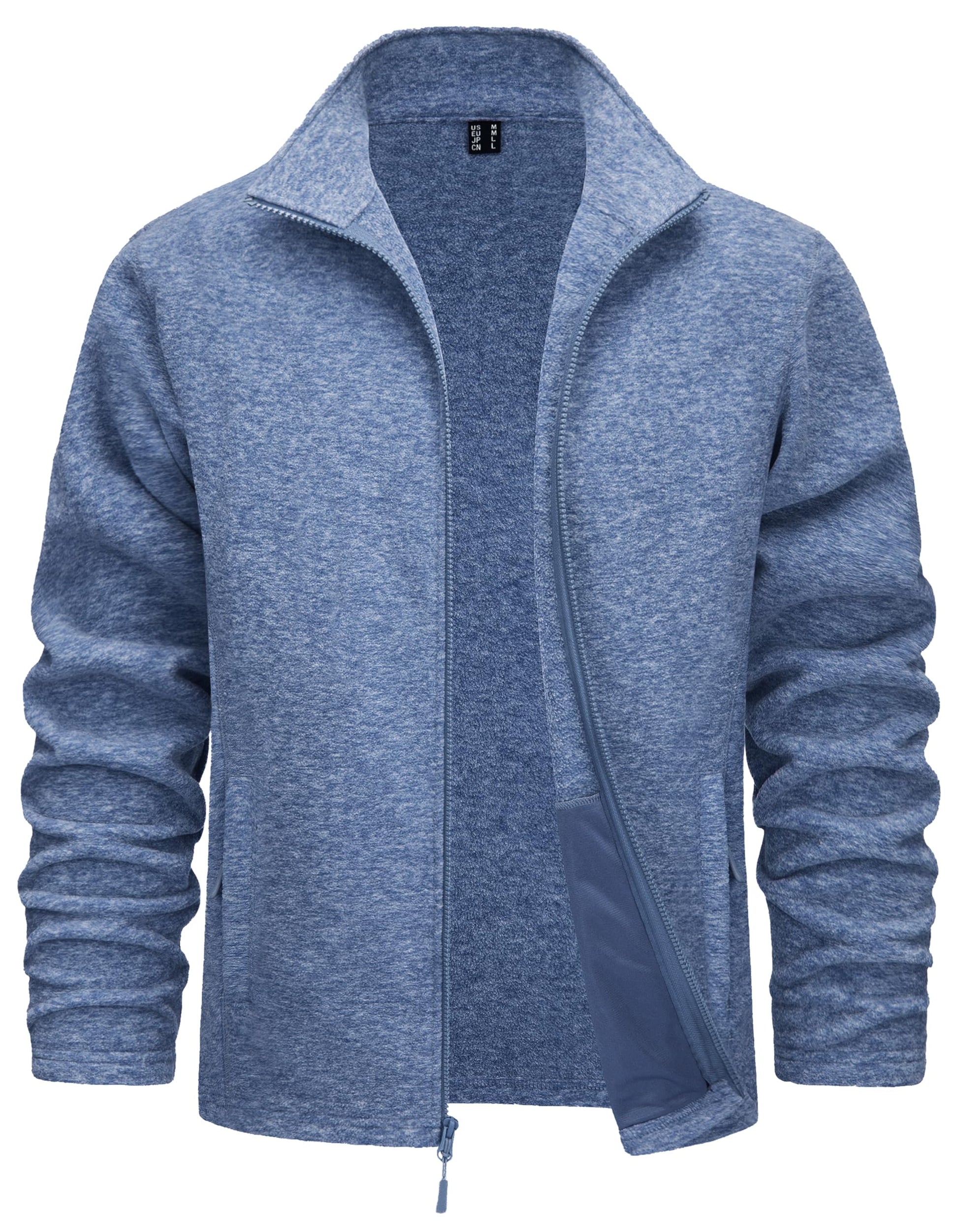 TACVASEN Men's Fleece Jackets Full Zip Lightweight Jacket Casual Soft Warm Coats with Pockets