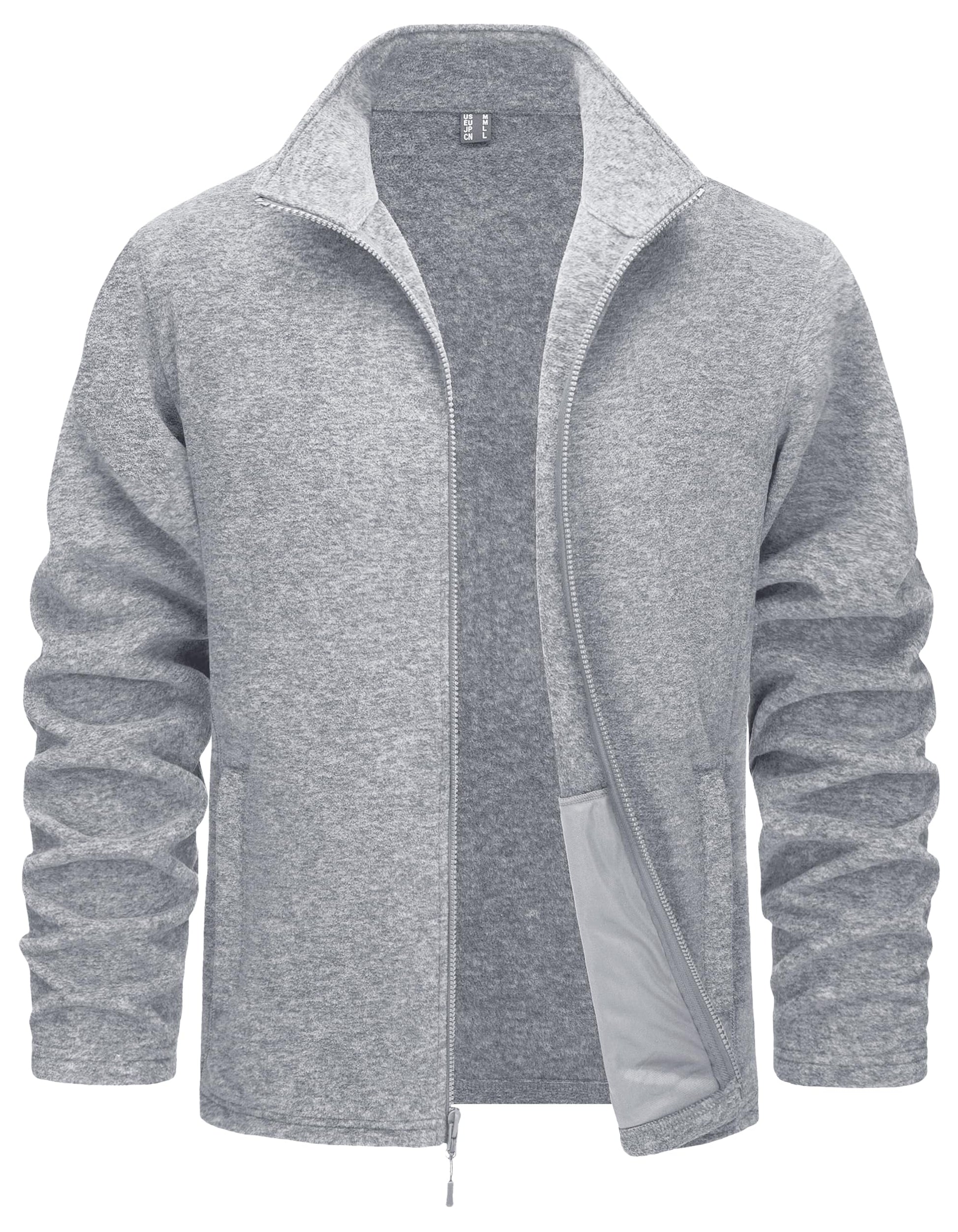 TACVASEN Men's Fleece Jackets Full Zip Lightweight Jacket Casual Soft Warm Coats with Pockets