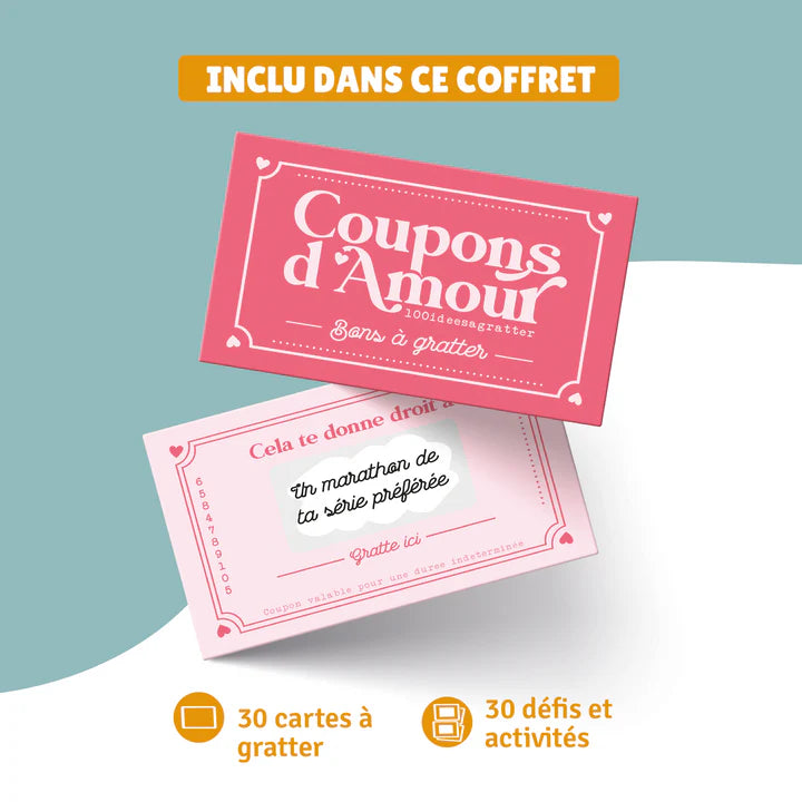 30 Coupons HOT pour Mon Homme – Cadeau de Noël Original pour Couple | Jeu Coquin & Intime | Livraison Rapide & Colis Discret