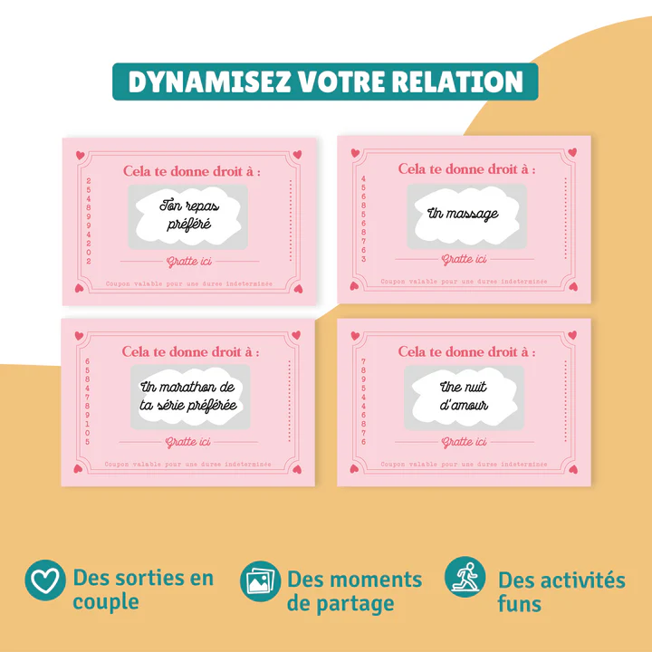 30 Coupons HOT pour Mon Homme – Cadeau de Noël Original pour Couple | Jeu Coquin & Intime | Livraison Rapide & Colis Discret